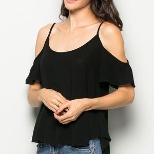 One (Heart) Clothing Womens Cold Shoulder short sleeve Top Black size Medium